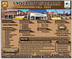 Admission notice for University of Loralai